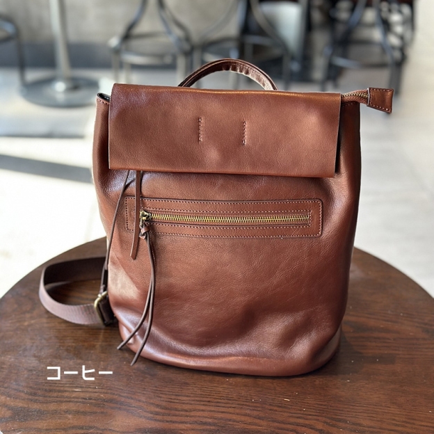 ユニセックス ！|カーキ|コーヒー|茶|黒|4色|天然牛革リュックサック