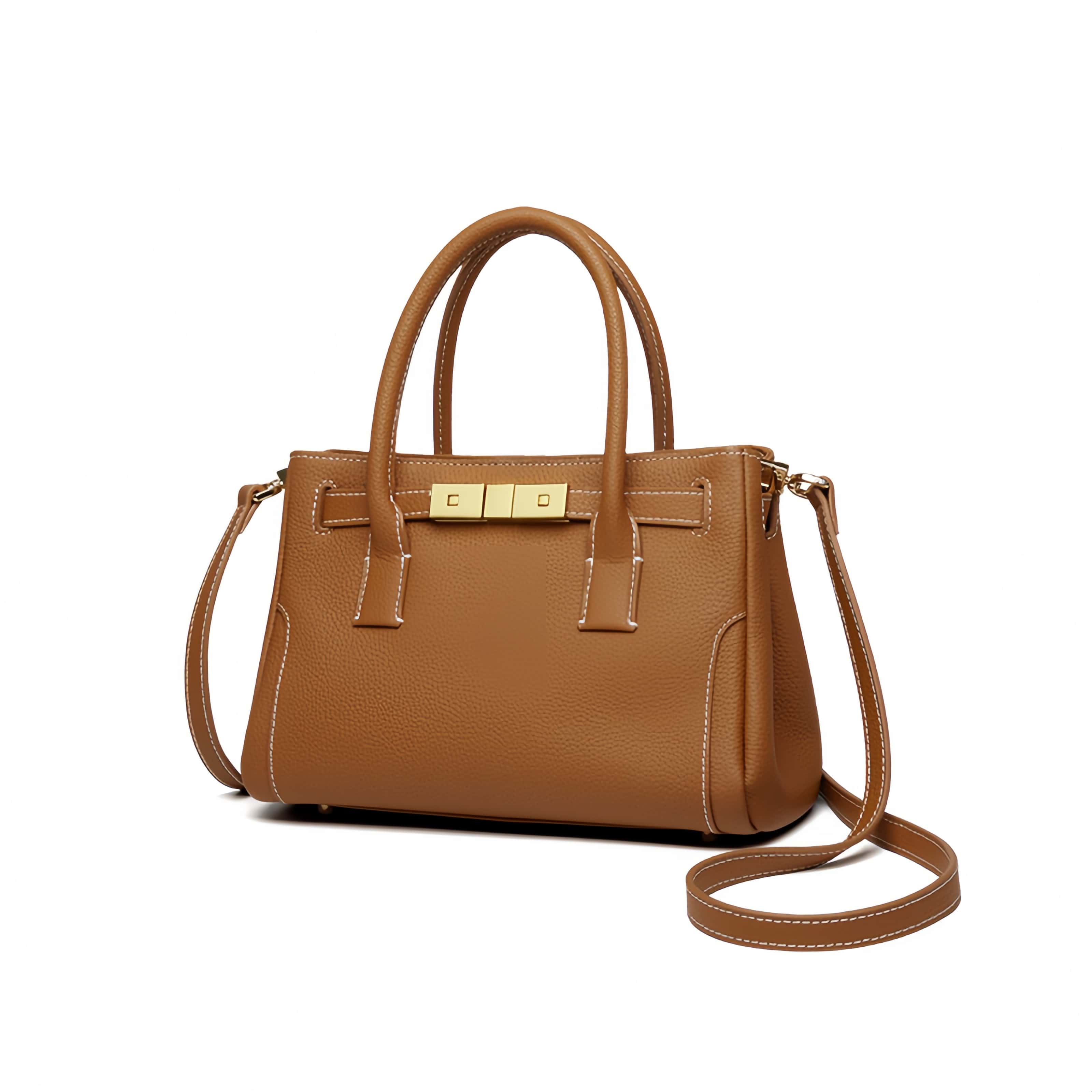 優雅な気質 ！•カーキ|カラメル|黒•3色•天然牛革ハンドバッグ•牛革ショルダーバッグ