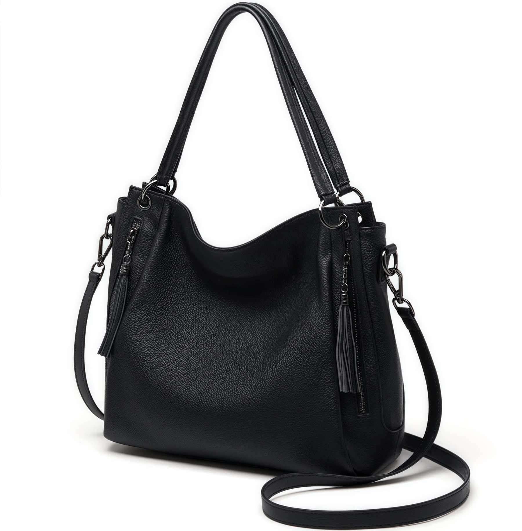 華やか！♦カーキ|黒♦2色♦厚みのある柔らかい天然牛革トートバッグ♦牛革ショルダーバッグ