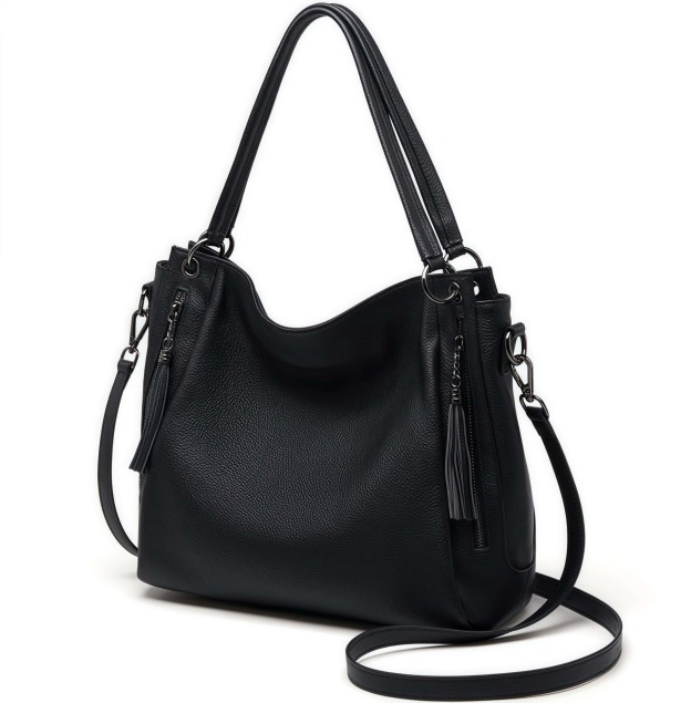 華やか！♦カーキ|黒♦2色♦厚みのある柔らかい天然牛革トートバッグ♦牛革ショルダーバッグ