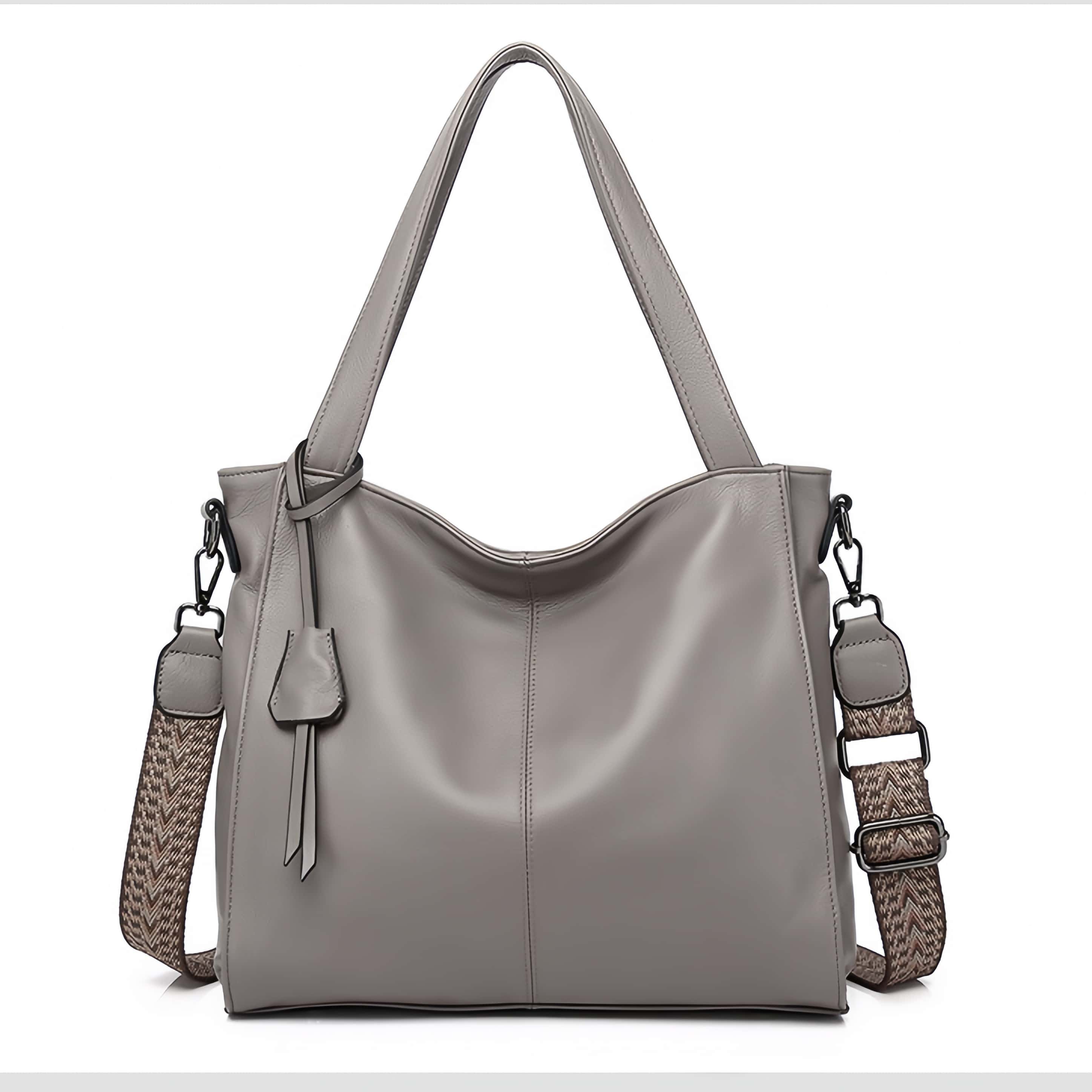 おしゃれで素敵！グレー|黒|茶|3色•3WAY•植物鞣し牛革ハンドバッグ•牛革トートバッグ