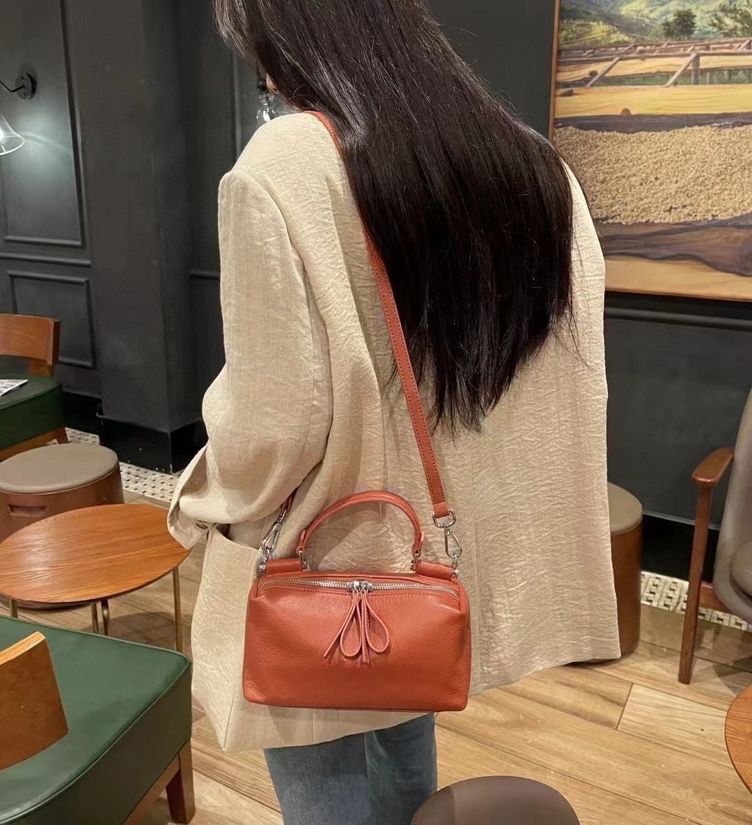 優雅な雰囲気 ! •3WAY•7色•天然牛革ハンドバッグ•牛革ショルダーバッグ