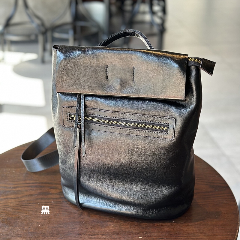 ユニセックス ！|カーキ|コーヒー|茶|黒|4色|天然牛革リュックサック