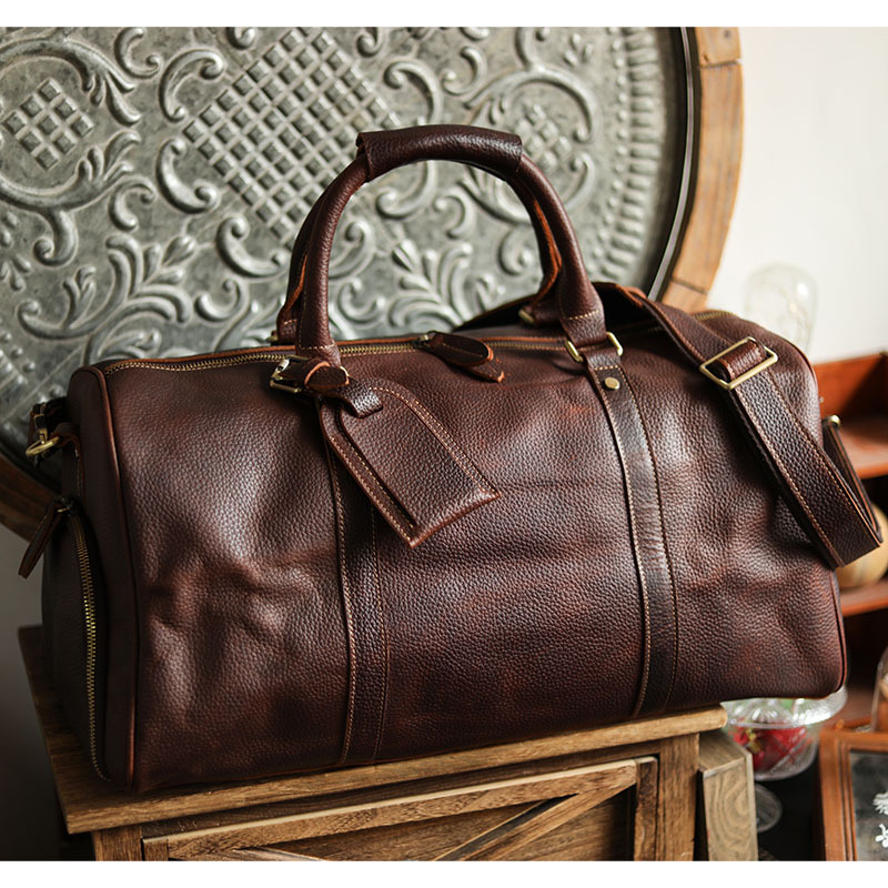 クラシックでレトロな天然牛革製のボストンバッグ／トラベルバッグ／スポーツバッグYD3096111HD