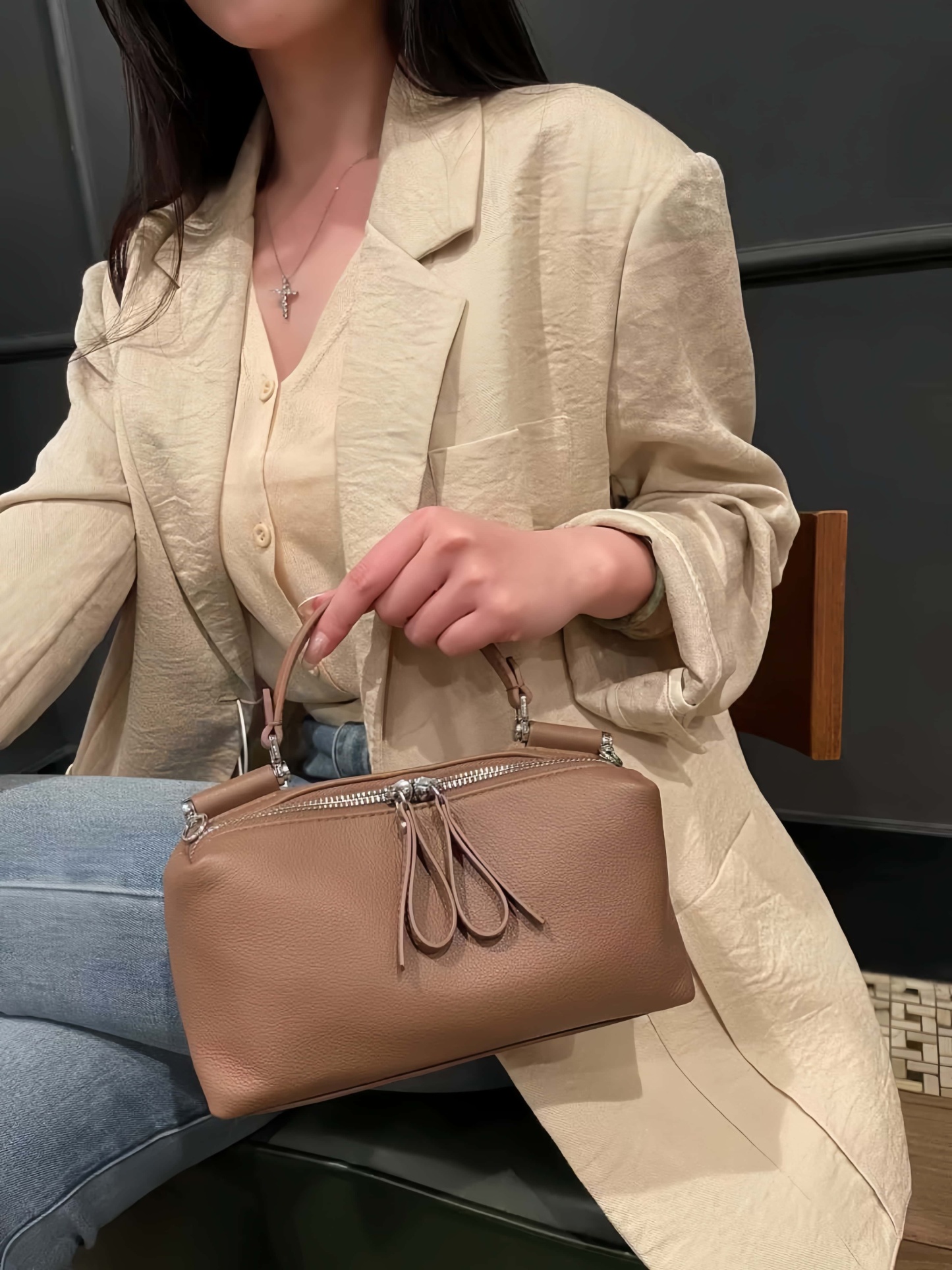 優雅な雰囲気 ! •3WAY•7色•天然牛革ハンドバッグ•牛革ショルダーバッグ