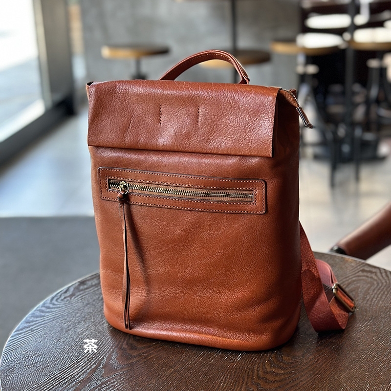 ユニセックス ！|カーキ|コーヒー|茶|黒|4色|天然牛革リュックサック