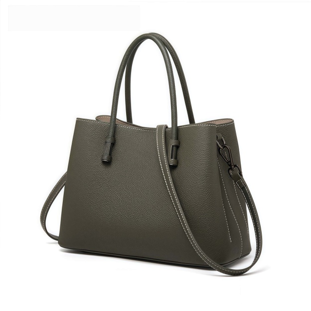 洗練感 ！•茶|黒|カーキ|濃い緑|4色•天然牛革ハンドバッグ•牛革ショルダーバッグ