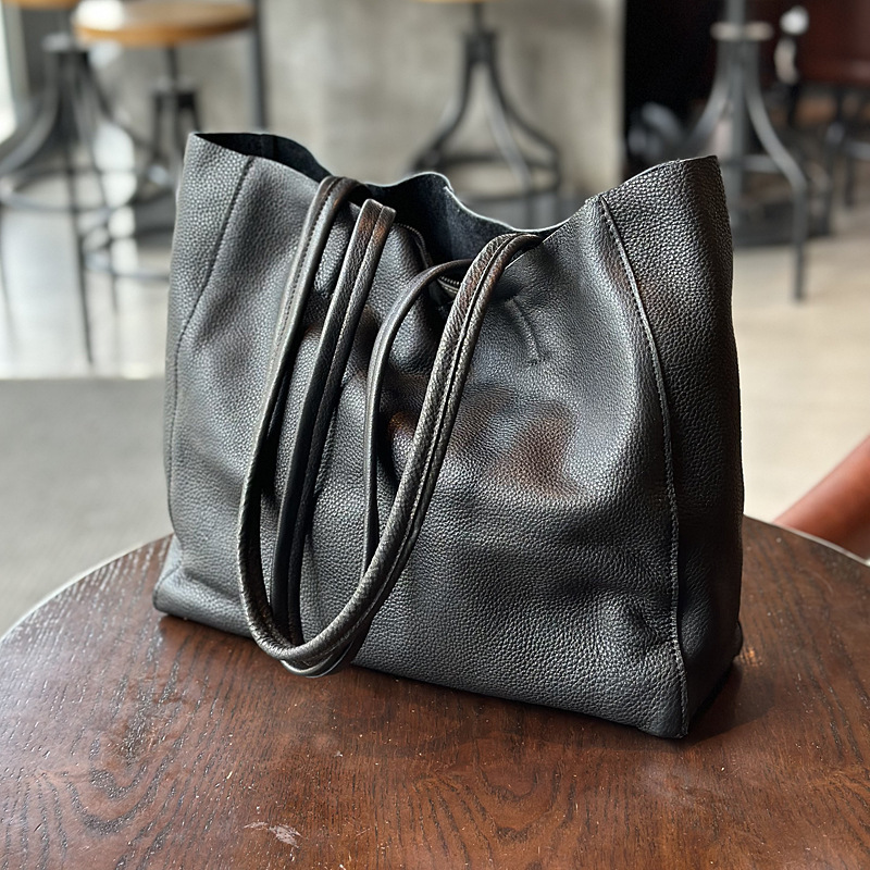 新作！茶|黒|緑※3色※厚みのある柔らかい天然牛革トートバッグ※牛革肩掛けバッグ