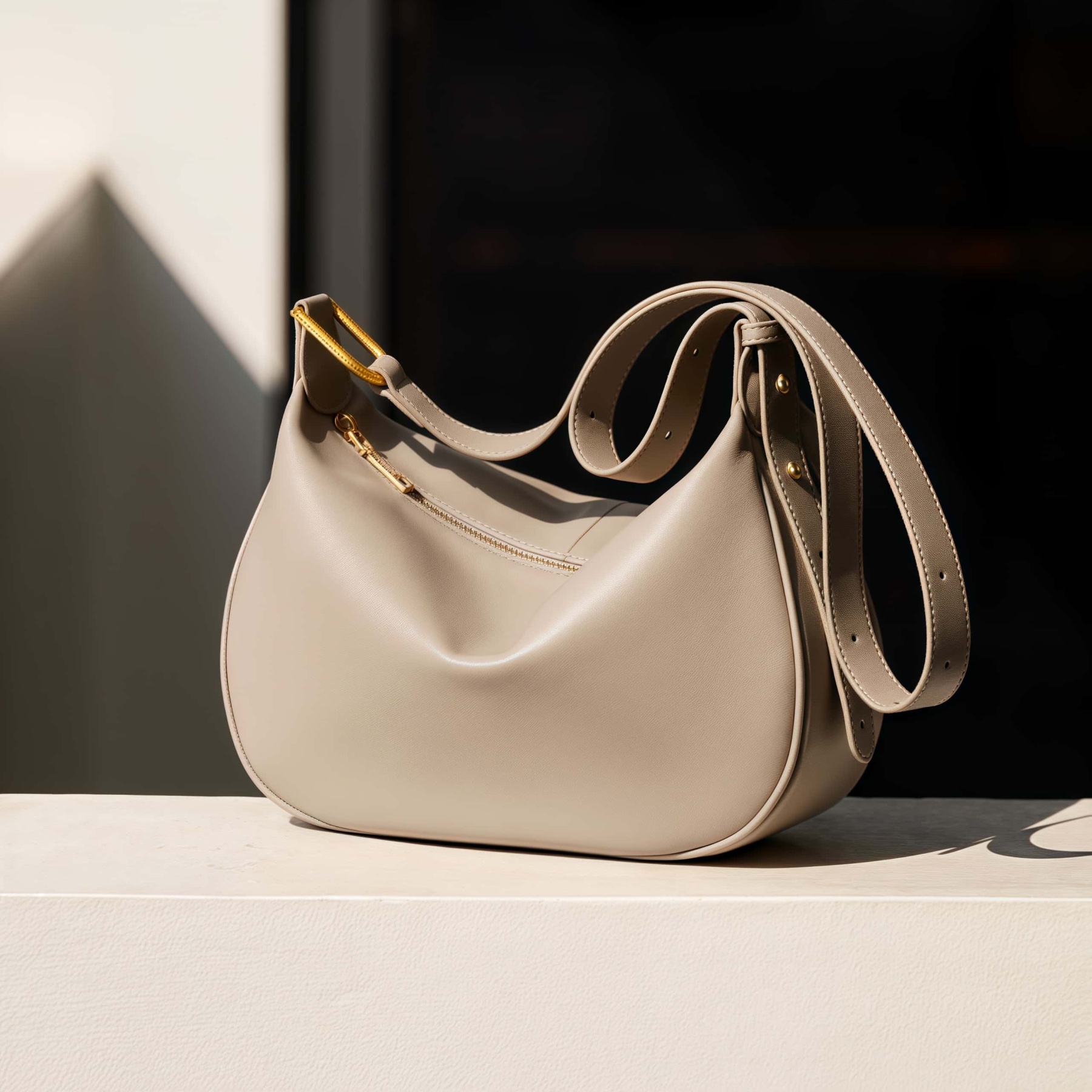 NEW ! •カラメル|黒|ベージュ|3色•天然牛革ショルダーバッグ|2本の肩紐が付属