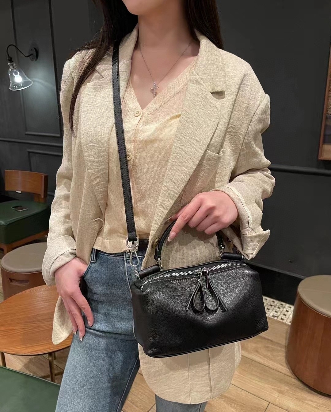 優雅な雰囲気 ! •3WAY•7色•天然牛革ハンドバッグ•牛革ショルダーバッグ