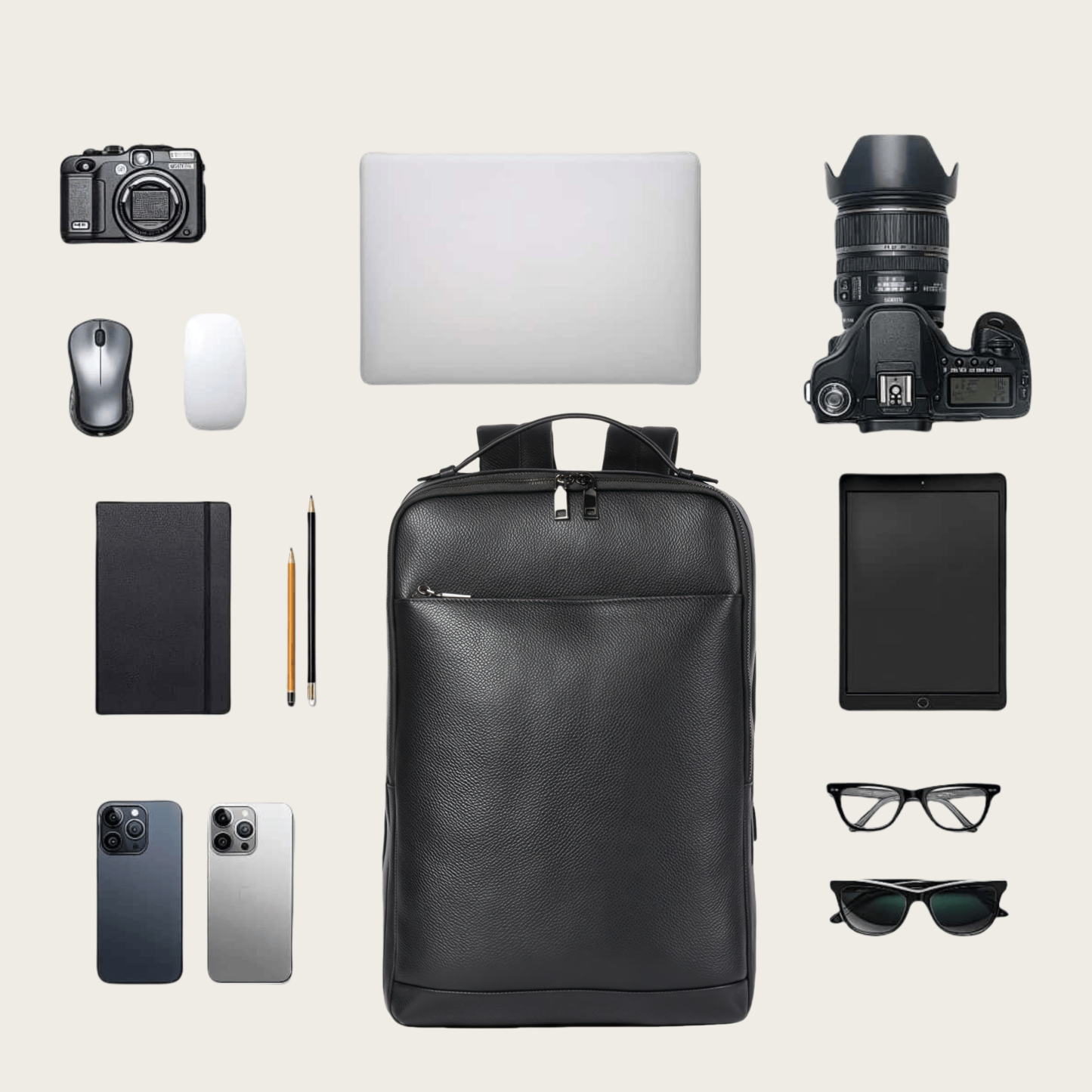 【牛革】ビジネスバックパック｜通勤・出張に最適｜15.6 インチノート収納可