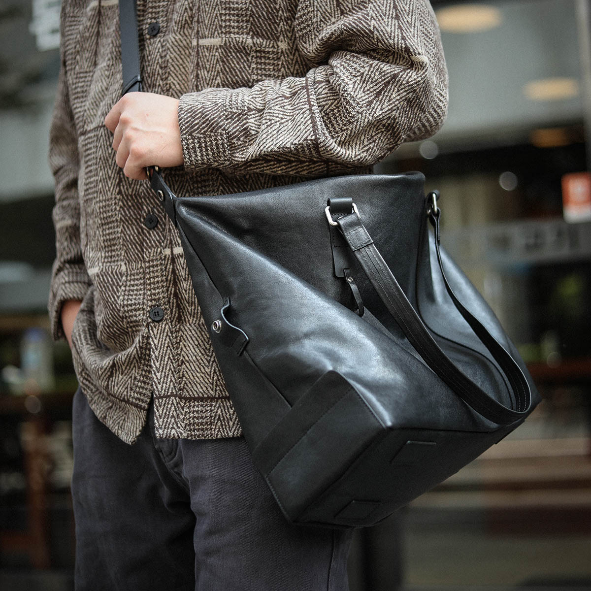 大容量牛革トートバッグ-TT803900HD