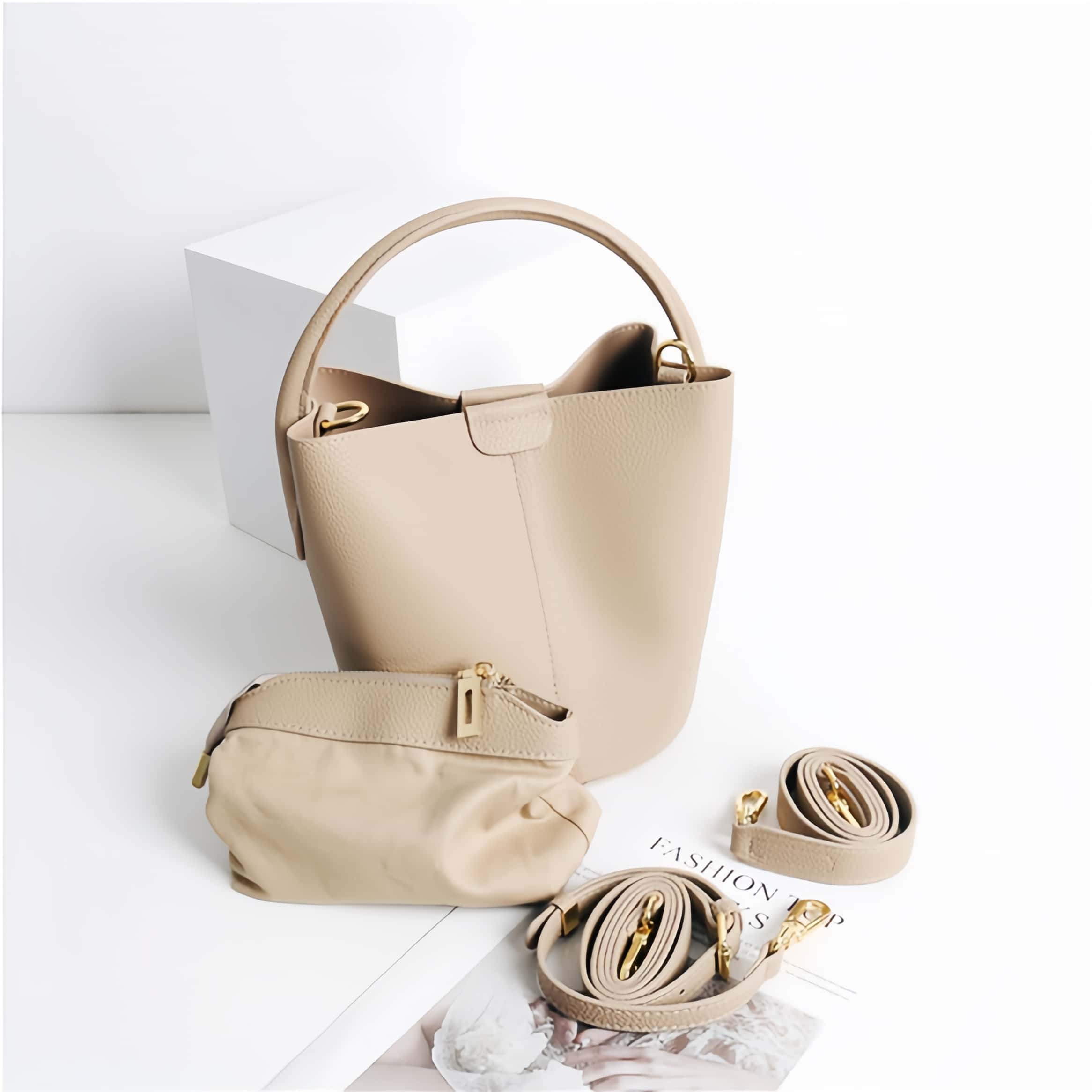 上品なデザイン！•4色•上質な厚手な天然軟めな牛革ハンドバッグ•牛革ショルダーバッグ