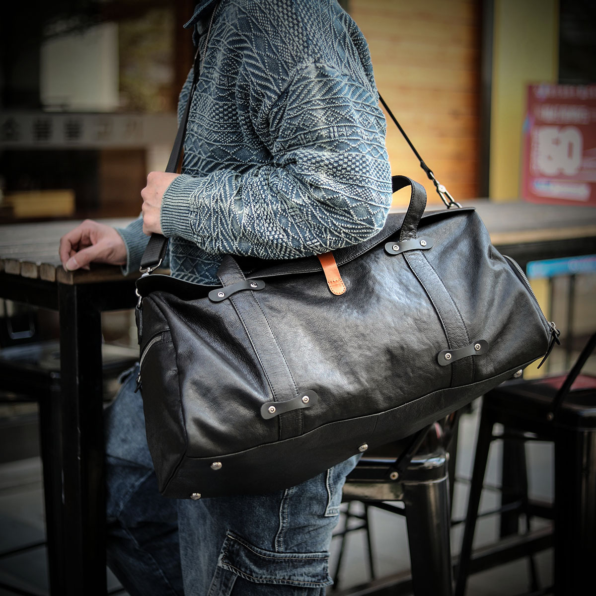 真皮ボストンバッグ-YD508600HD