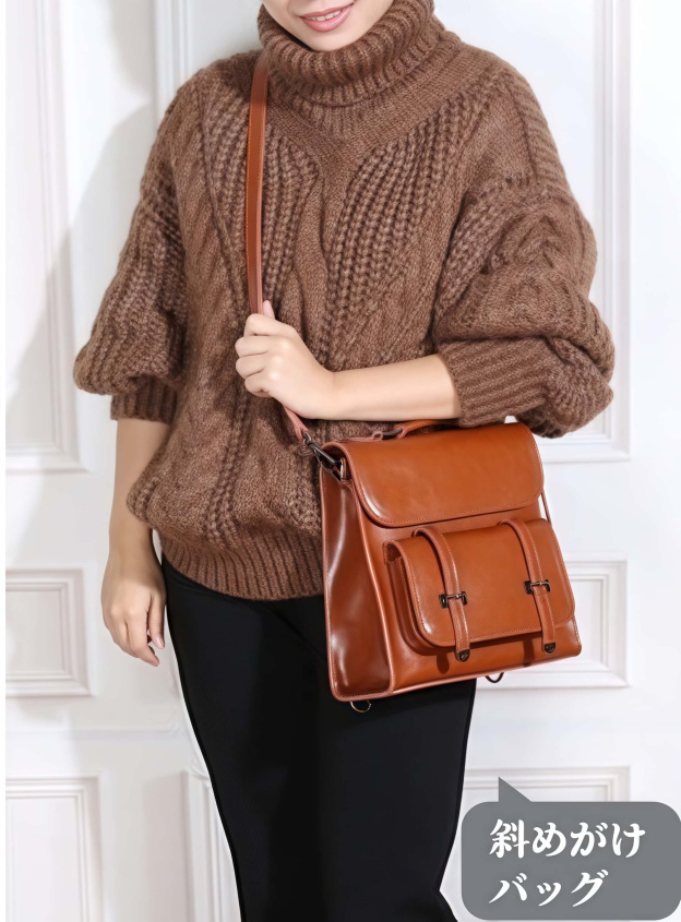 NEW ! •多機能•4つの使用モード切り替え！•天然な油蜡牛革リユック・バック•牛革斜めがけバッグ •牛革ハンドバッグ