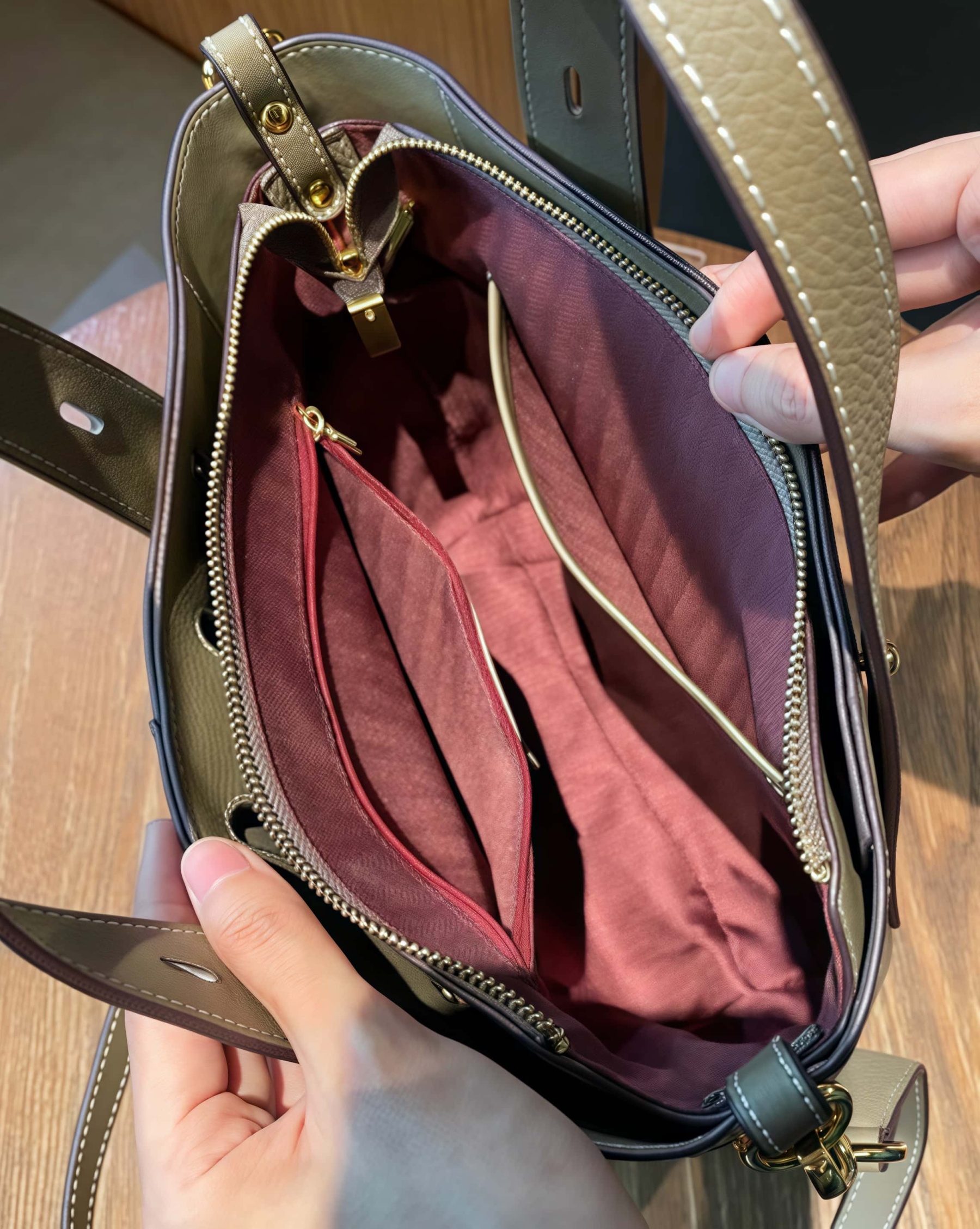 優雅な気質 ！•天然の厚みのある柔らかい牛革ハンドバッグ•牛革ショルダ一バッグ 