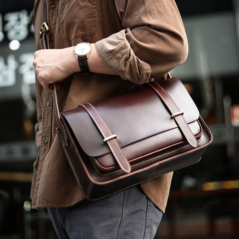 オイルワックス牛革のレトロショルダーバッグ-XK308900HD