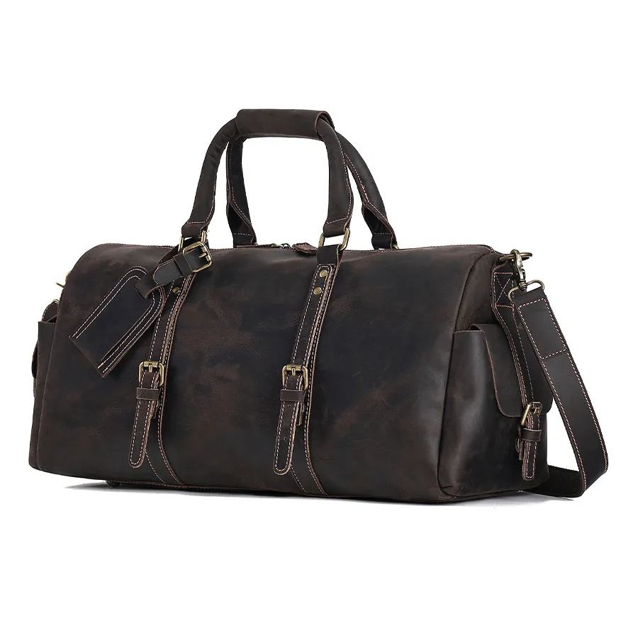 行李包大容量批发疯马皮男包旅行包男款斜挎行李袋真皮手提旅行袋