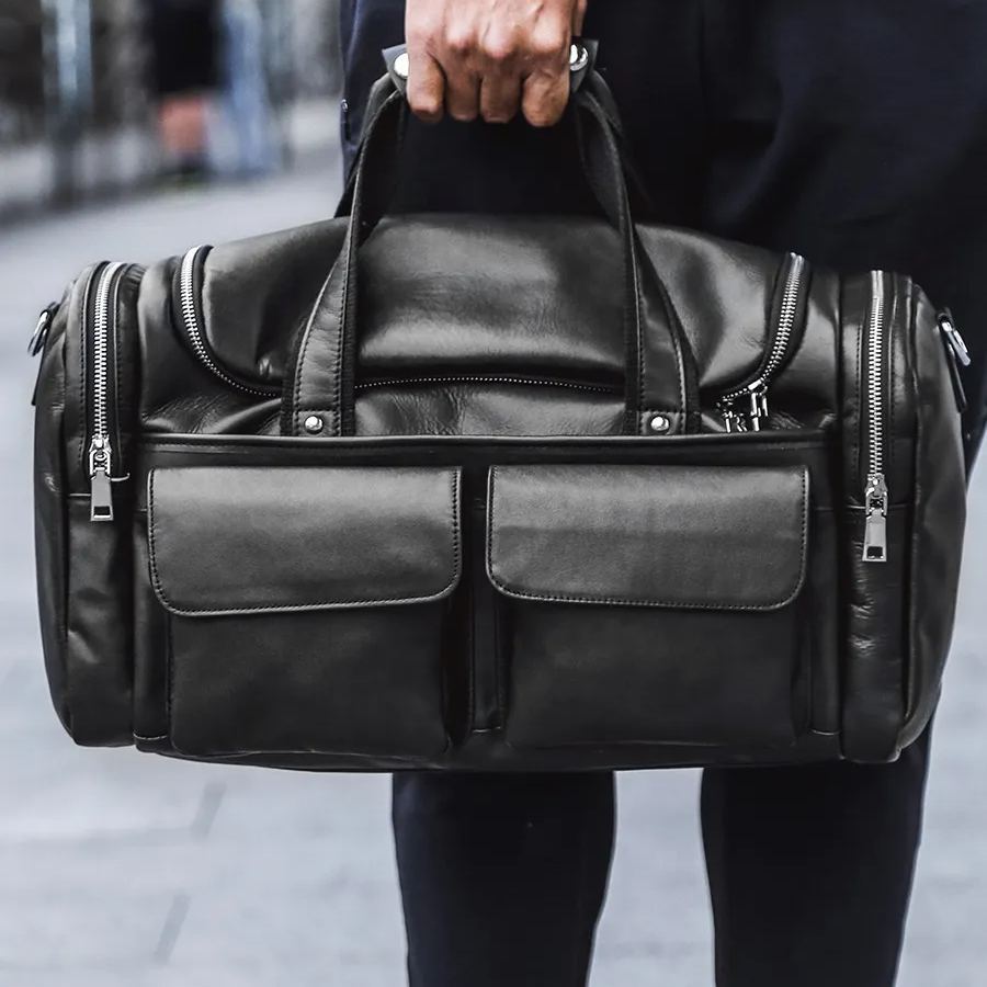 欧美レトロ本革荷物バッグジムバッグ