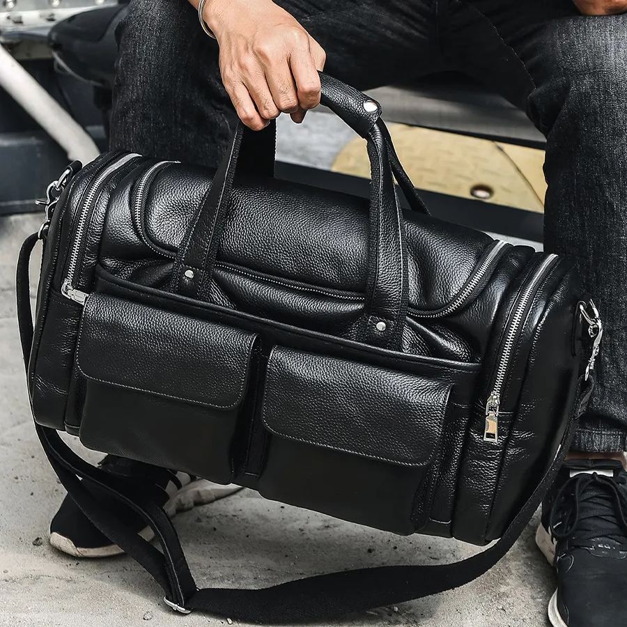 欧美レトロ本革荷物バッグジムバッグ