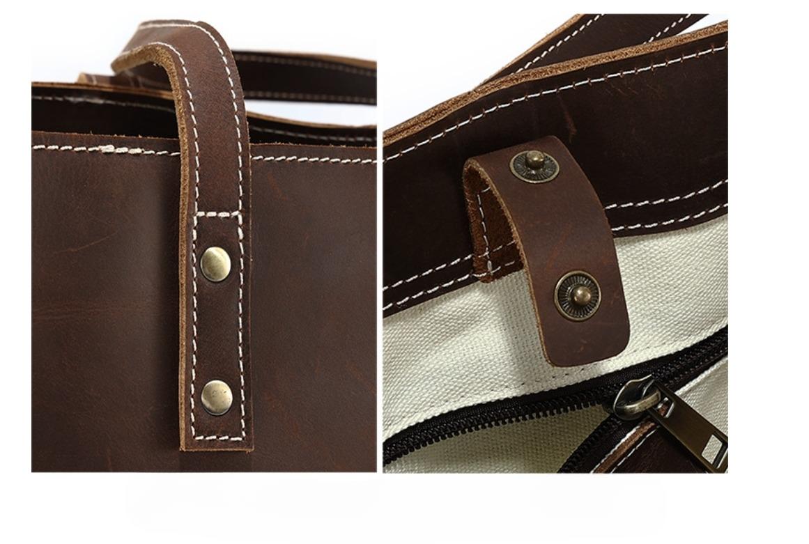 托特包 女疯马皮大容量手提包男包 真皮休闲单肩包男士皮包