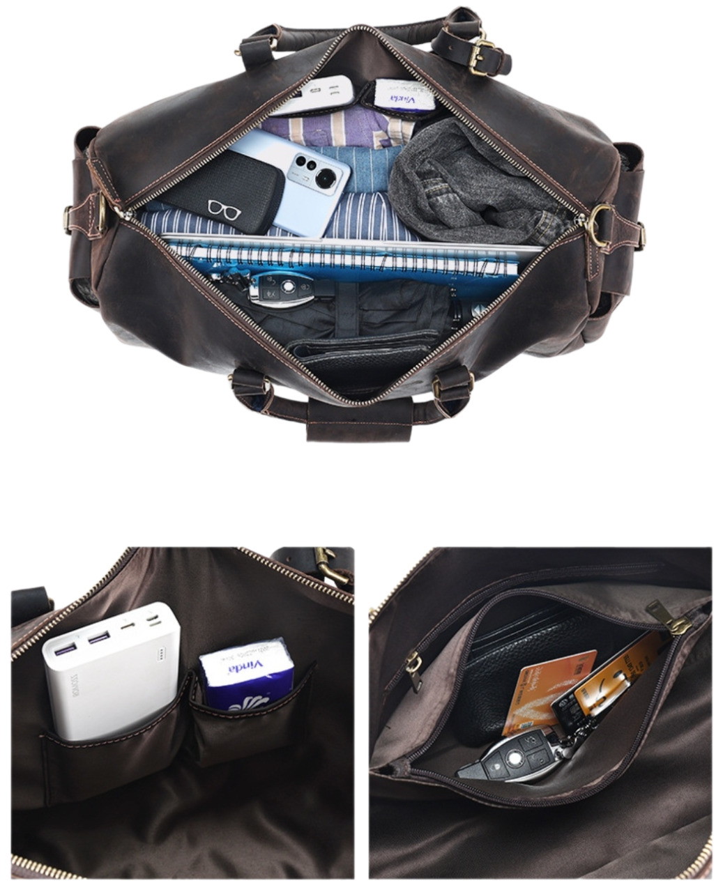 行李包大容量批发疯马皮男包旅行包男款斜挎行李袋真皮手提旅行袋