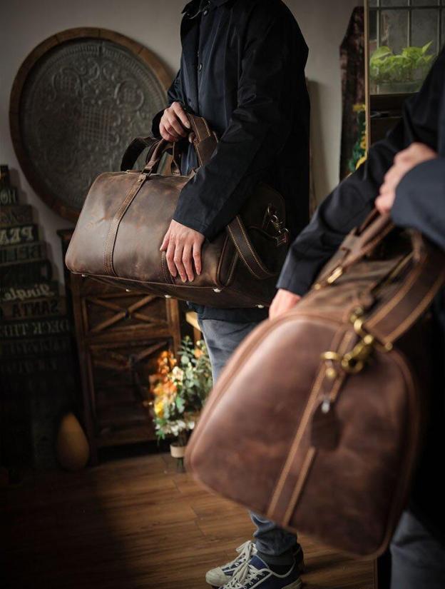 クラシックでレトロな天然牛革製のボストンバッグ／トラベルバッグ／スポーツバッグYD3096111HD