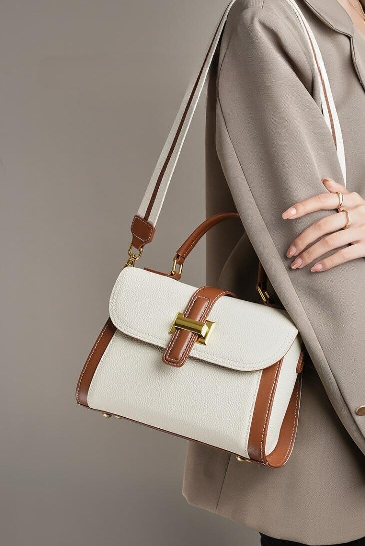 上質の魅力 ！|白|グレー|2色|牛革ハンドバッグ♥牛革ショルダーバッグ