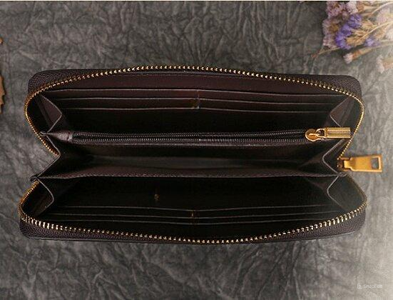 【猫風】精巧な手仕事の芸術品・植鞣天然牛革長財布・職人による手作りの 3D 模様・送料無料