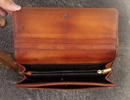 手仕事•美しい芸術品•植鞣天然牛革長財布•送料無料