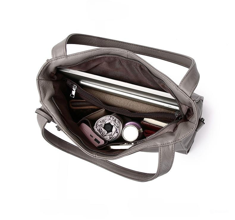 おしゃれで素敵！グレー|黒|茶|3色•3WAY•植物鞣し牛革ハンドバッグ•牛革トートバッグ