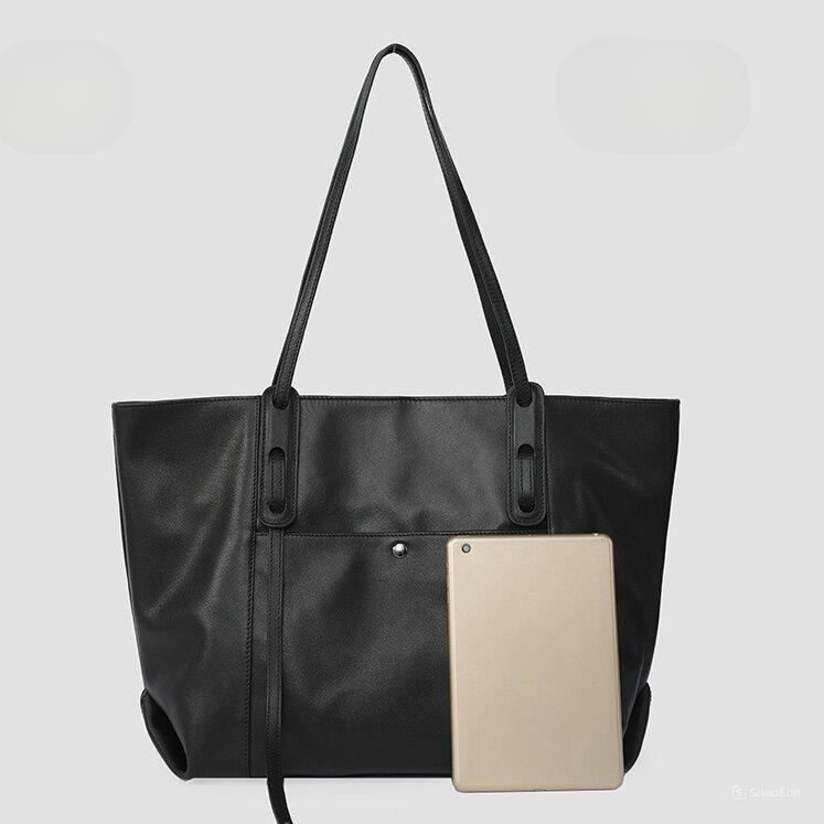 優雅な天然牛革トートバッグ|通勤・旅行に最適な大容量デザイン