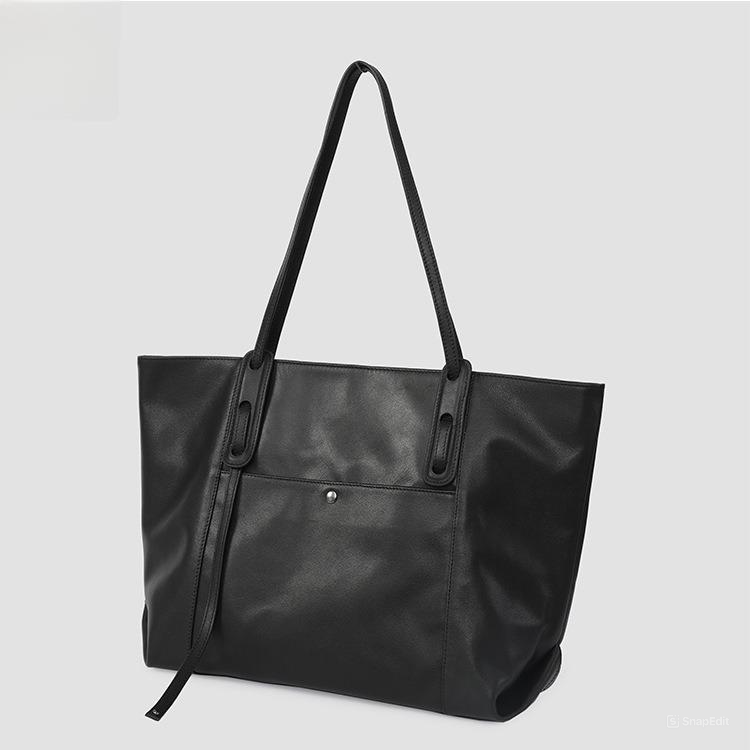 優雅な天然牛革トートバッグ|通勤・旅行に最適な大容量デザイン