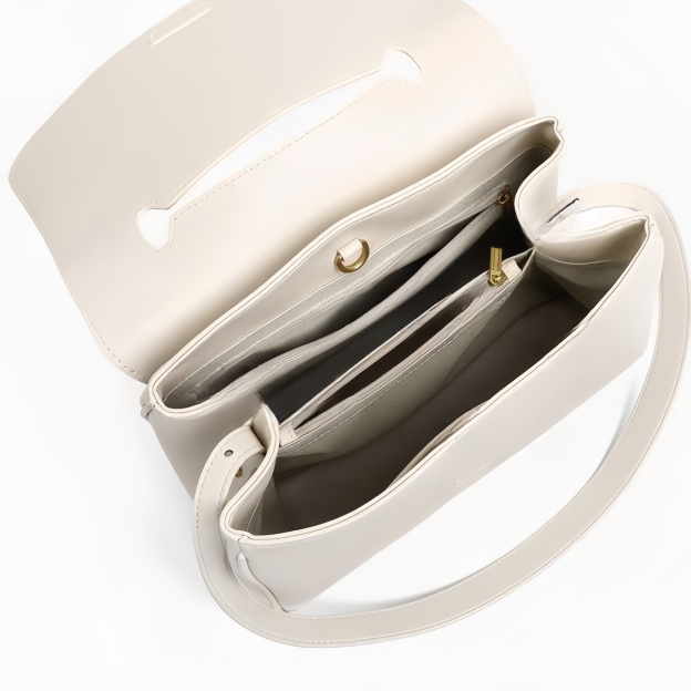 シンプルでレトロ ! •白|コーヒー|2色•3WAY•牛革ハンドバッグ•本革ショルダーバッグ