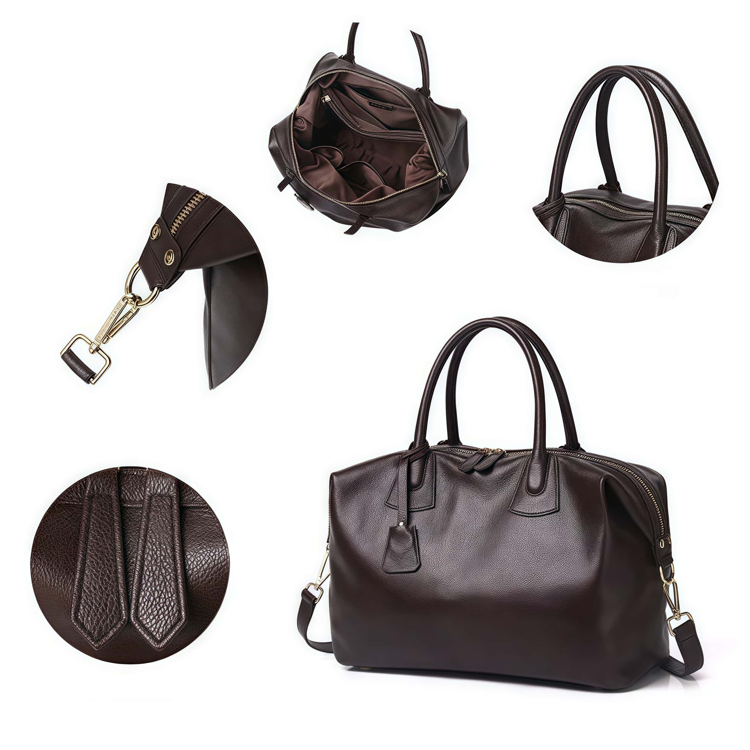 シックな！♦3WAY♦カラメル|黒|茶|3色展開！♦天然の厚みある柔らかい牛革製ハンドバッグ♦牛革肩掛けバッグ