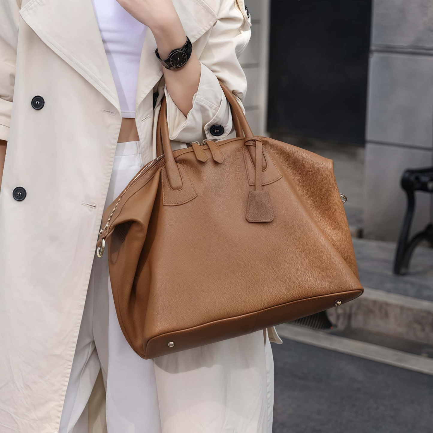 シックな！♦3WAY♦カラメル|黒|茶|3色展開！♦天然の厚みある柔らかい牛革製ハンドバッグ♦牛革肩掛けバッグ