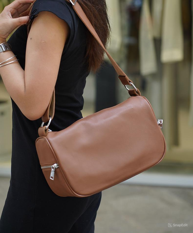 ユニセックス※ 黒|茶|グレー|3色※天然牛革ショルダーバッグ