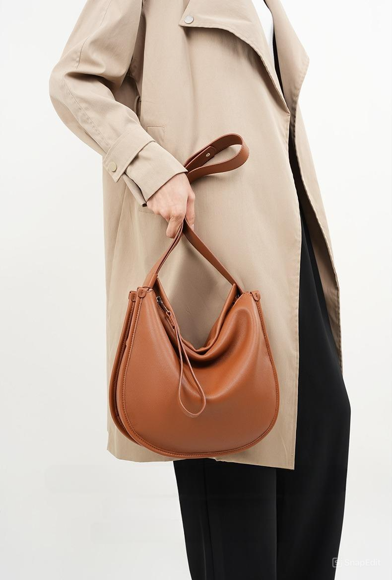 スタイリッシュなレトロ ！•カラメル|コーヒー|黒|3色•天然牛革シングルショルダーバッグ•牛革トートバッグ