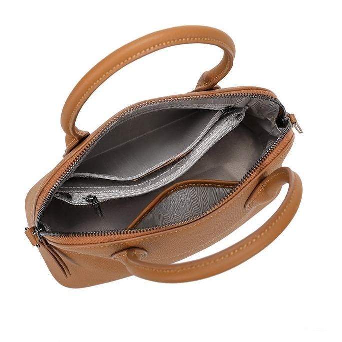 繊細なデザイン ！•カラメル/グレー/黒/3色•天然牛革ハンドバッグ•牛革ショルダーバッグ