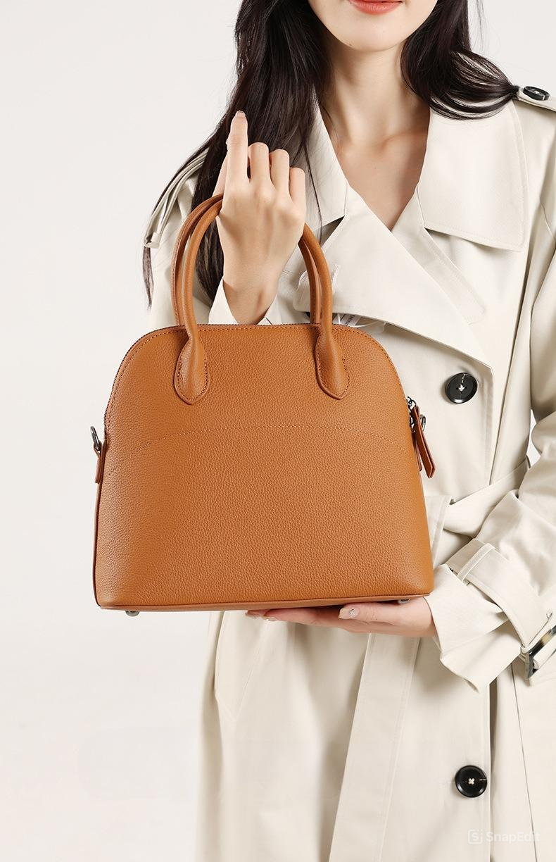 繊細なデザイン ！•カラメル/グレー/黒/3色•天然牛革ハンドバッグ•牛革ショルダーバッグ