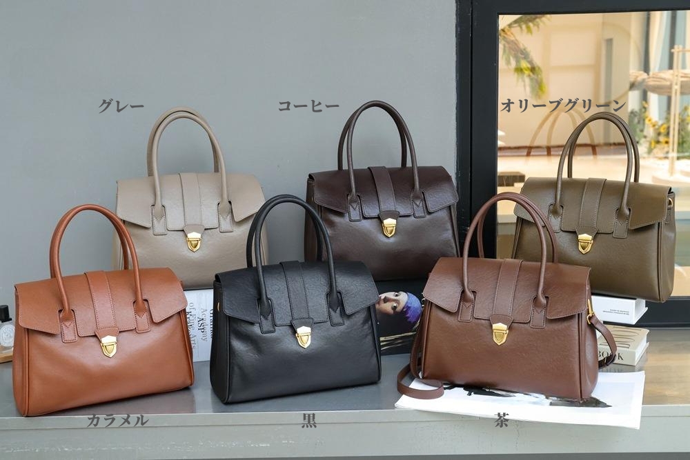 新作！•高級感•3WAY•6色•太めの植物鞣な天然軟牛革ハンドバッグ•牛革斜ショルダーバッグ