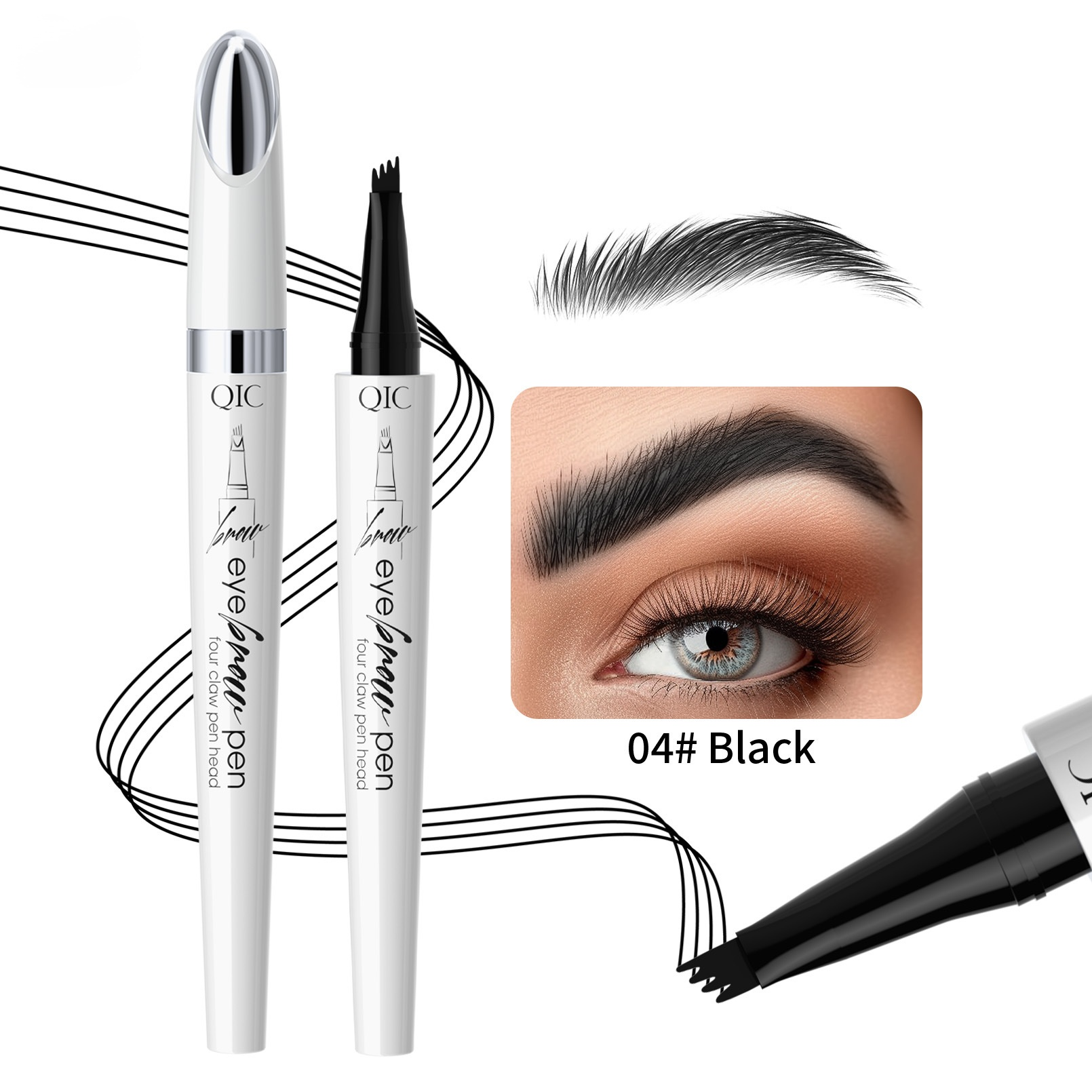 【Sweat-proof and Smudge-proof】Four-Pronged 3D Microblade Waterproof Eyebrow Pen