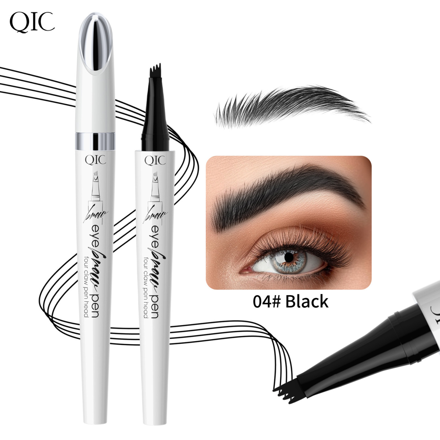 【Sweat-proof and Smudge-proof】Four-Pronged 3D Microblade Waterproof Eyebrow Pen