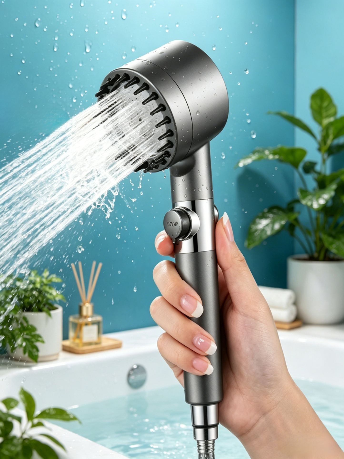 German multifunctional massage one-touch pressure-adjustable showerhead