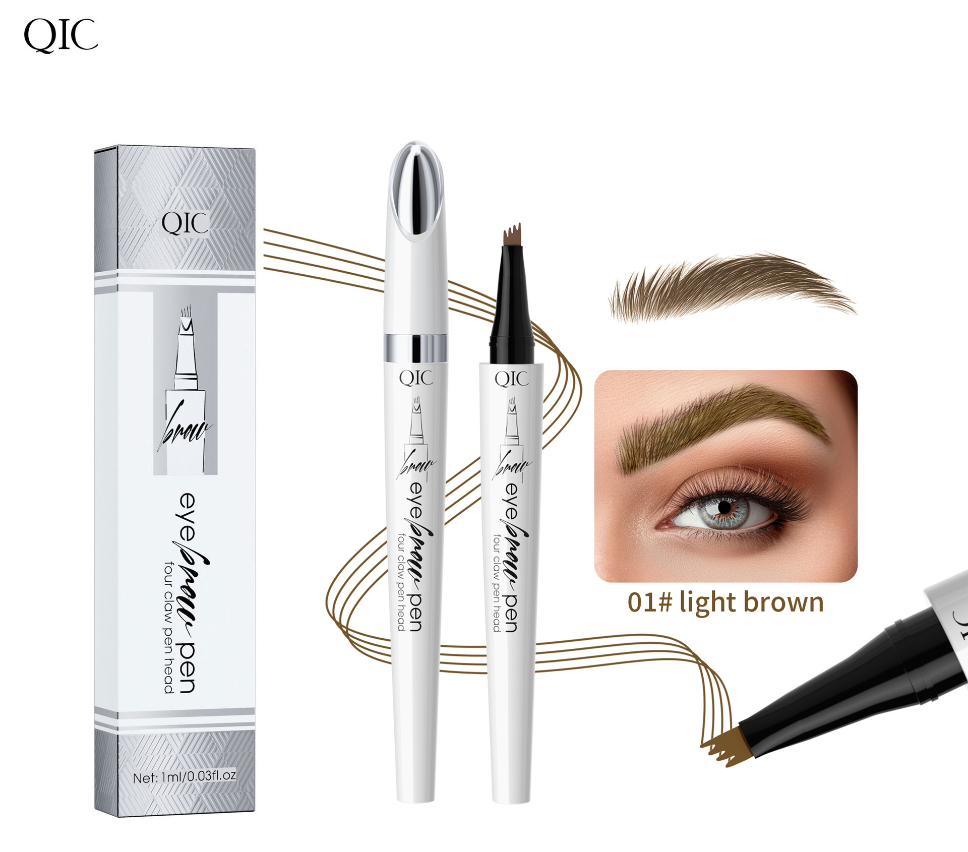 【Sweat-proof and Smudge-proof】Four-Pronged 3D Microblade Waterproof Eyebrow Pen