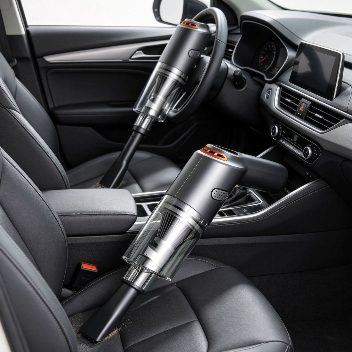 Car vacuum cleaner for dust and mite removal, suitable for both home and car use.