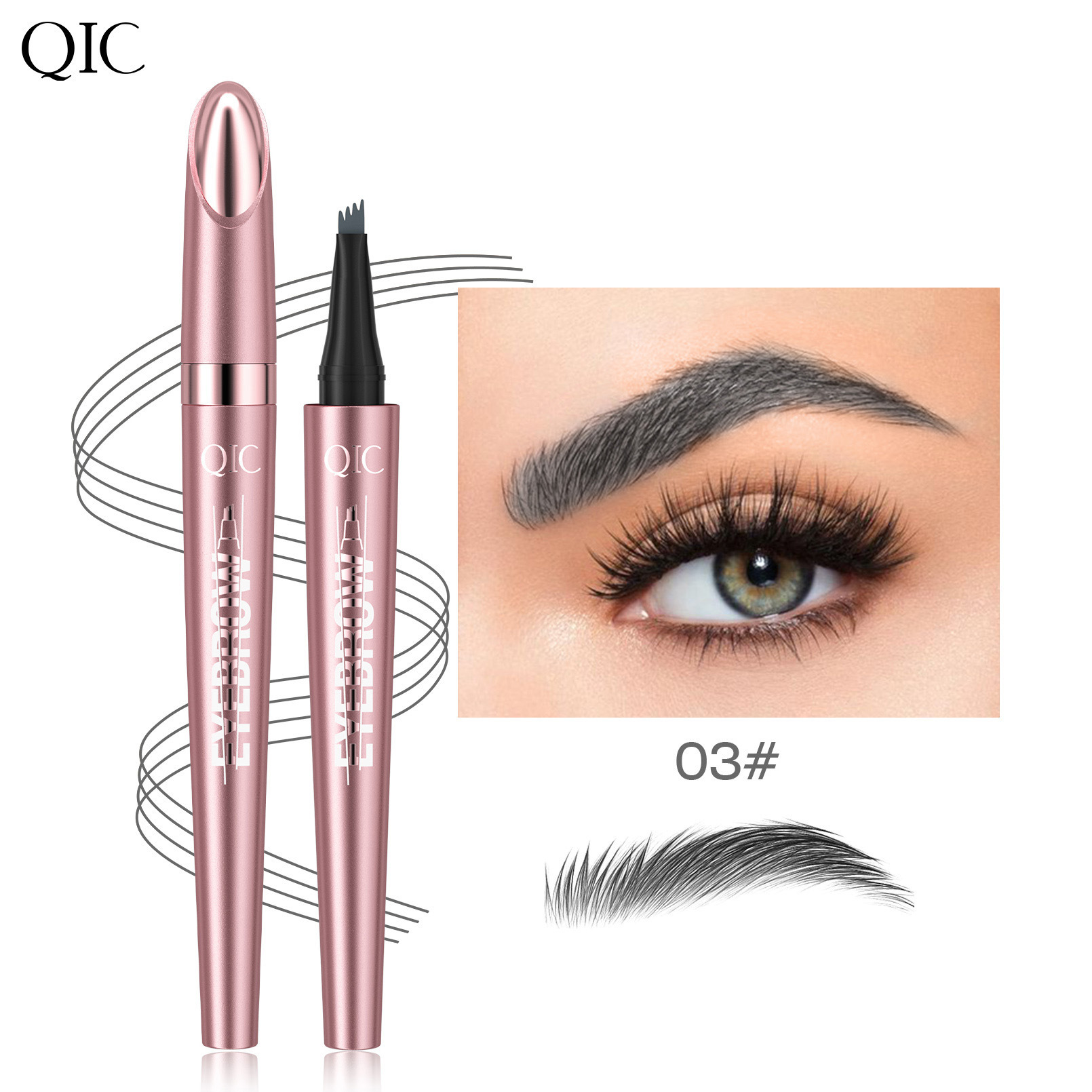 【Sweat-proof and Smudge-proof】Four-Pronged 3D Microblade Waterproof Eyebrow Pen