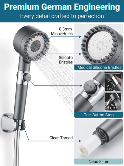 German multifunctional massage one-touch pressure-adjustable showerhead