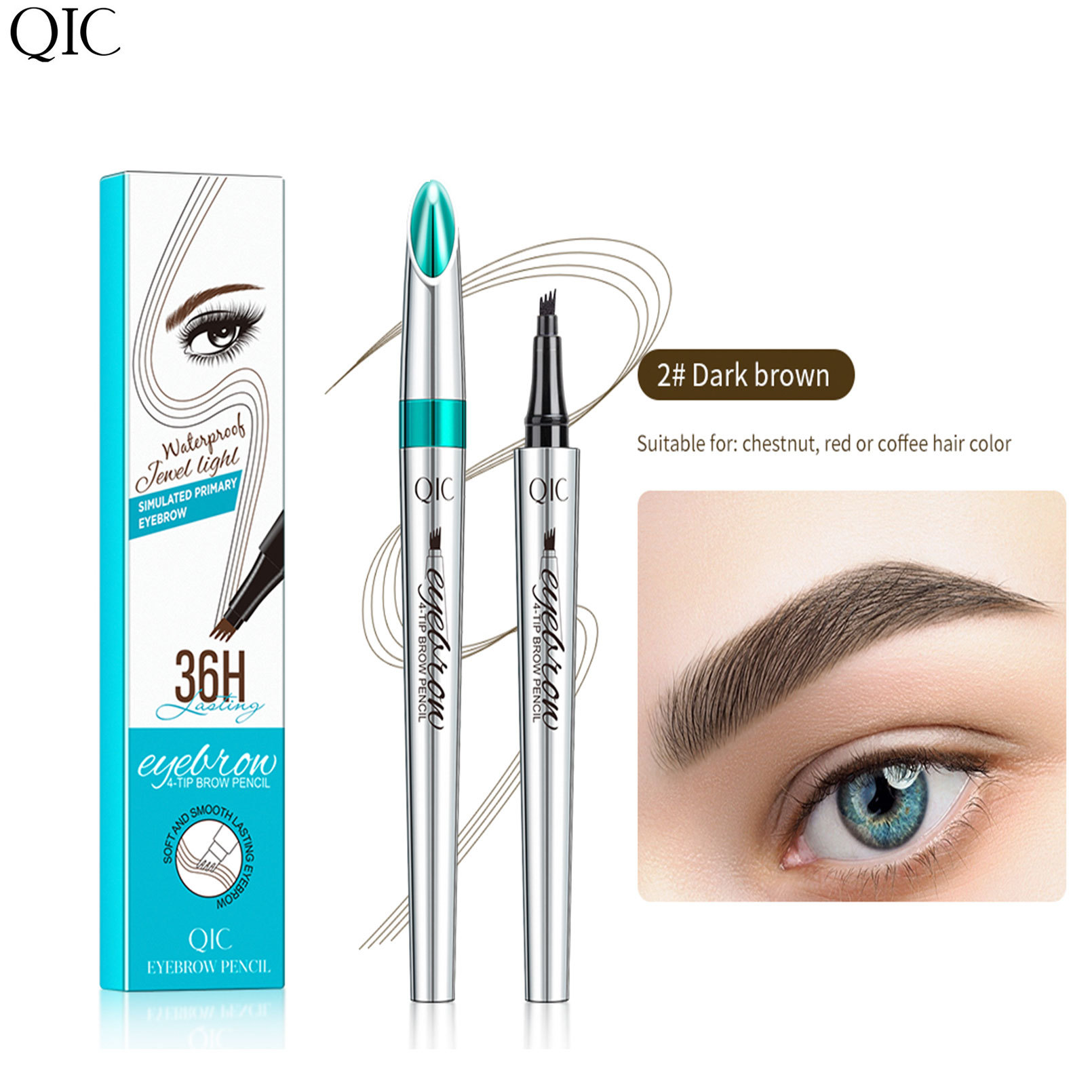 【Sweat-proof and Smudge-proof】Four-Pronged 3D Microblade Waterproof Eyebrow Pen