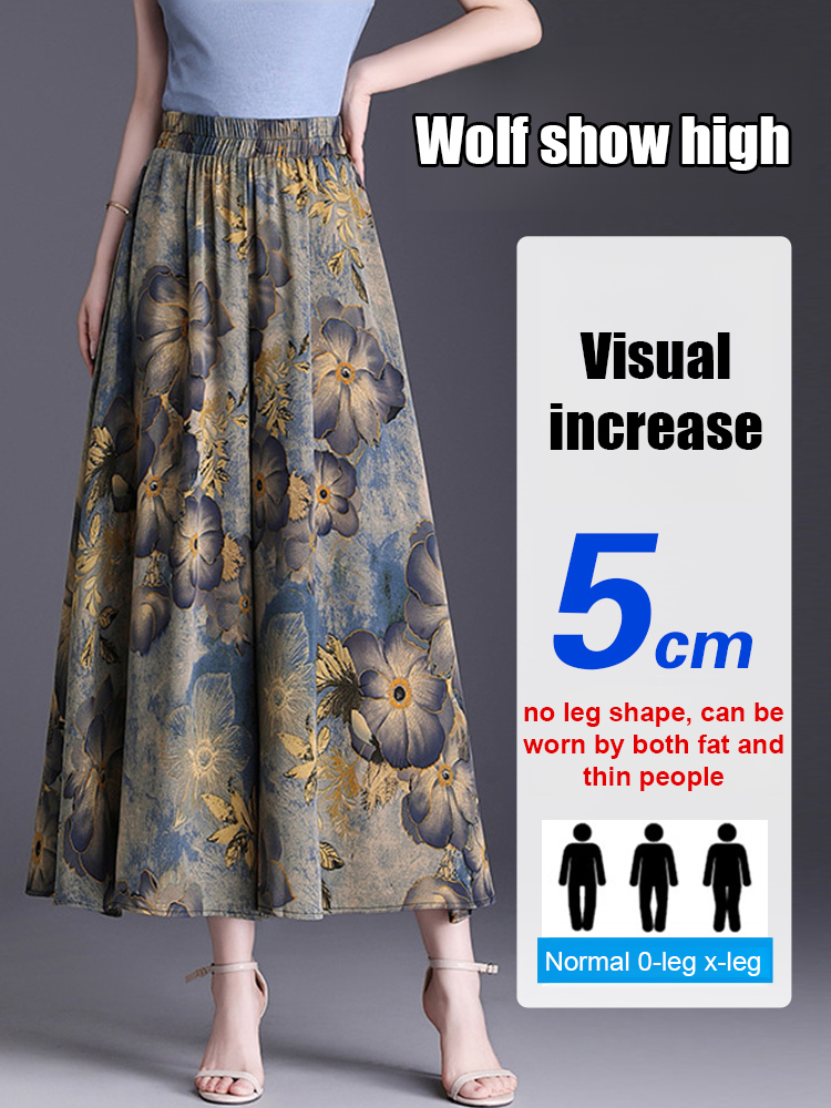 High waist slim fit nine point printed skirt pants